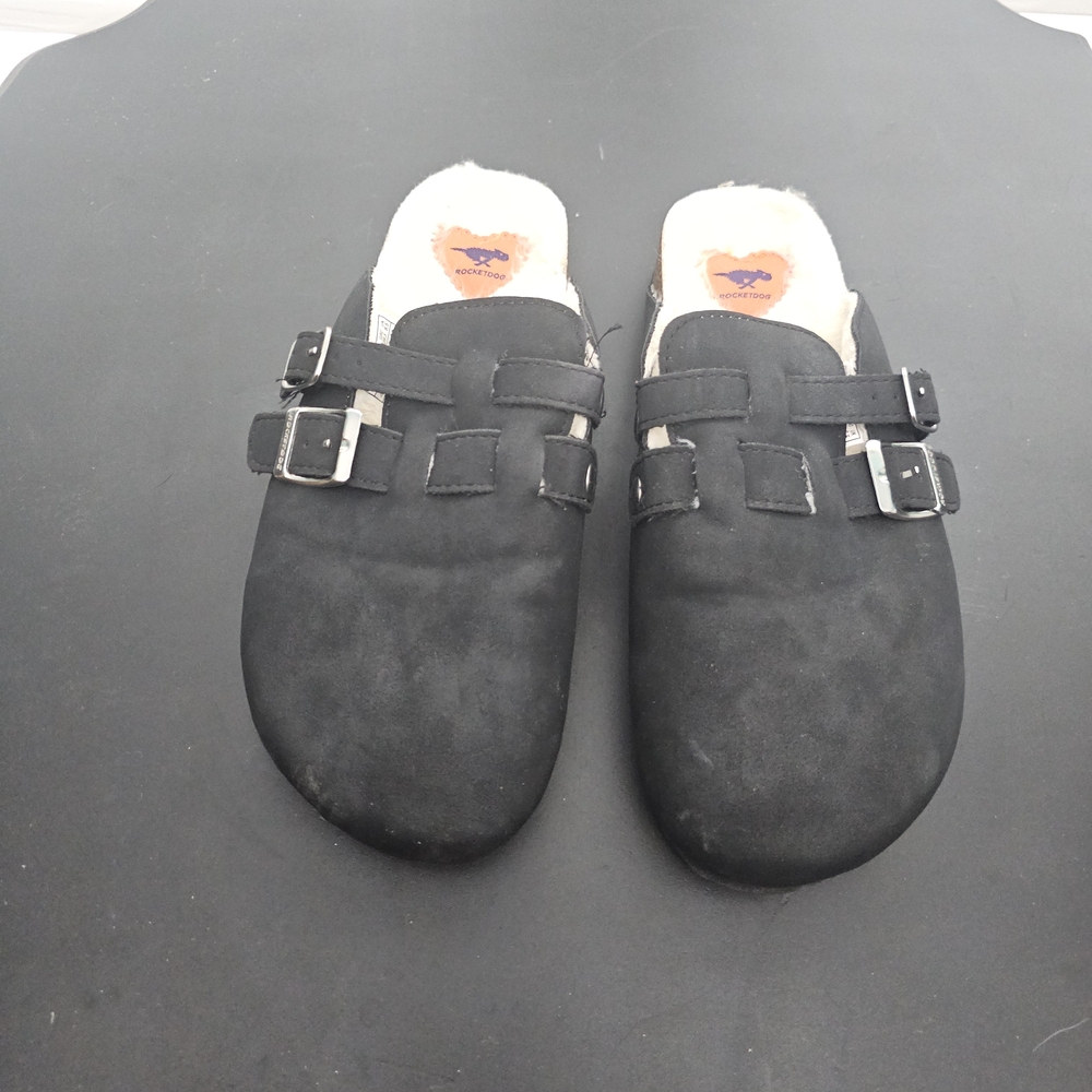 Rocket Dog Black Mules with Buckle Detail